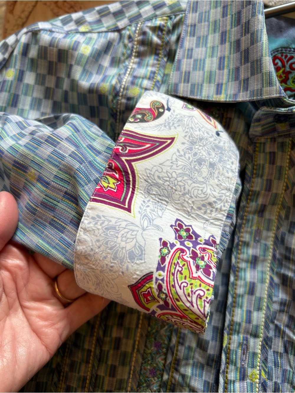 Robert Graham Blue Multi-Patterned Check Button-Up Shirt - Picture 5 of 7